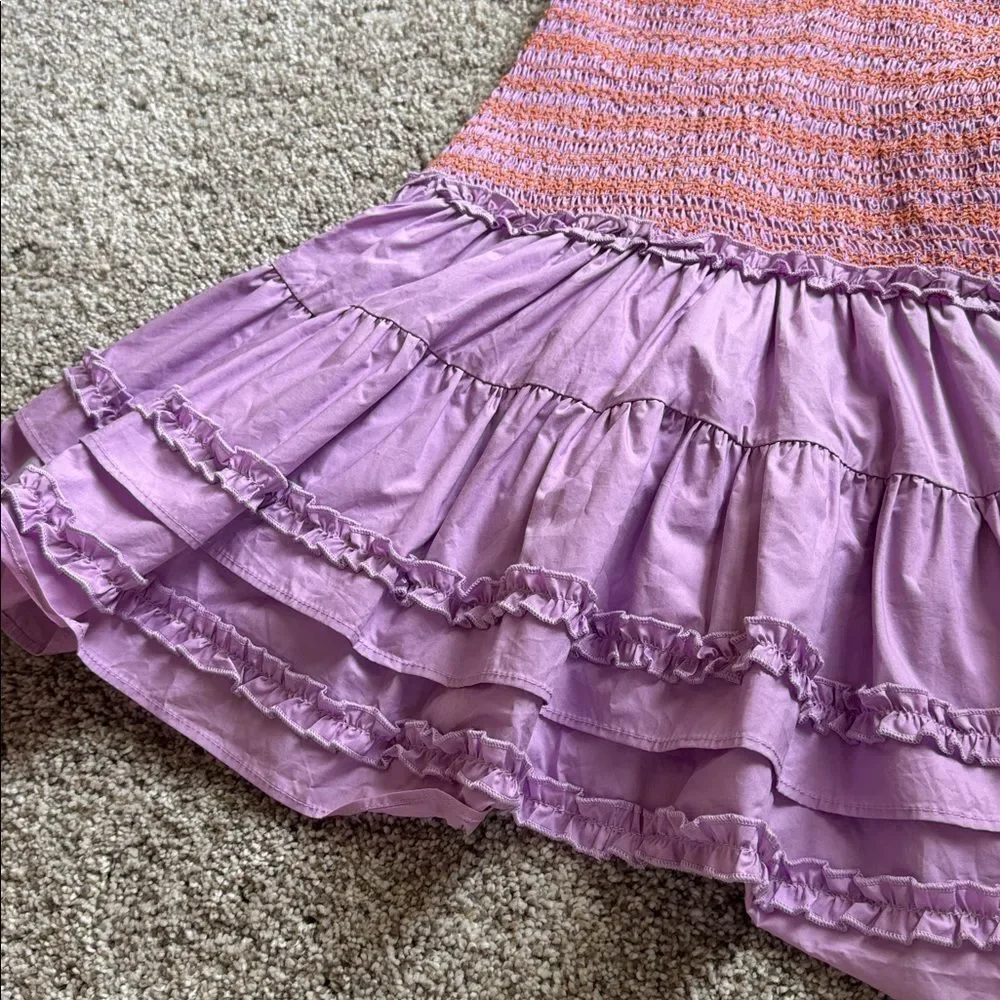 Karlie Solid Poplin Contrast Stitch Dress | Medium | Lavender - Picture 6 of 9